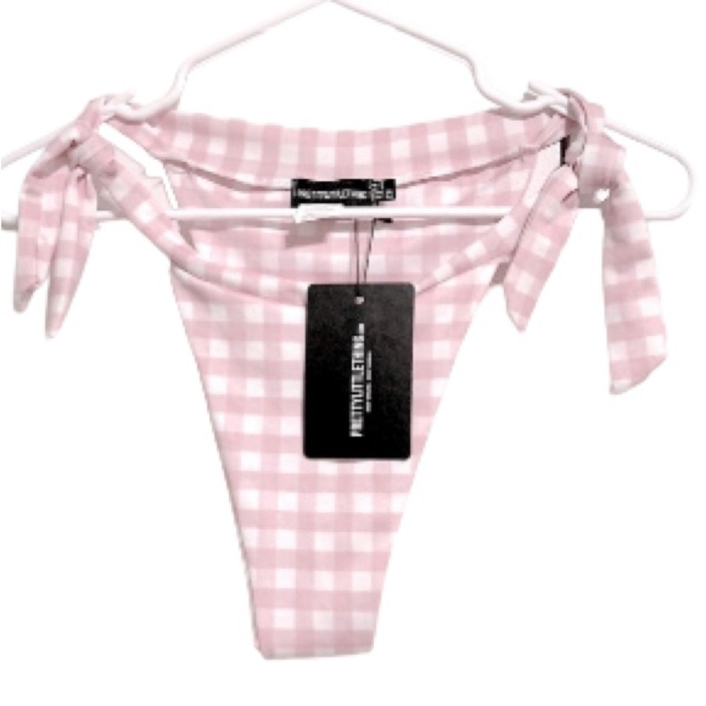 PRETTY LITTLE THINGS Barbie Pink Gingham  High Leg Bikini Bottom Womens Size 4